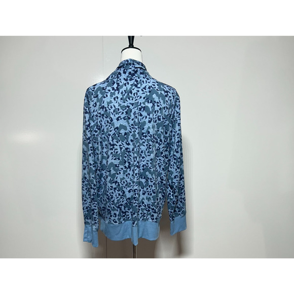 Cuddl Duds Cardigan Womens XL Blue Animal Print One Button Thumbholes Sweater - Picture 4 of 13